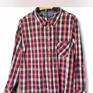 💰 SALE Tommy Hilfiger Plus 2X Red Plaid Button Down Dress Shirt Women’s
